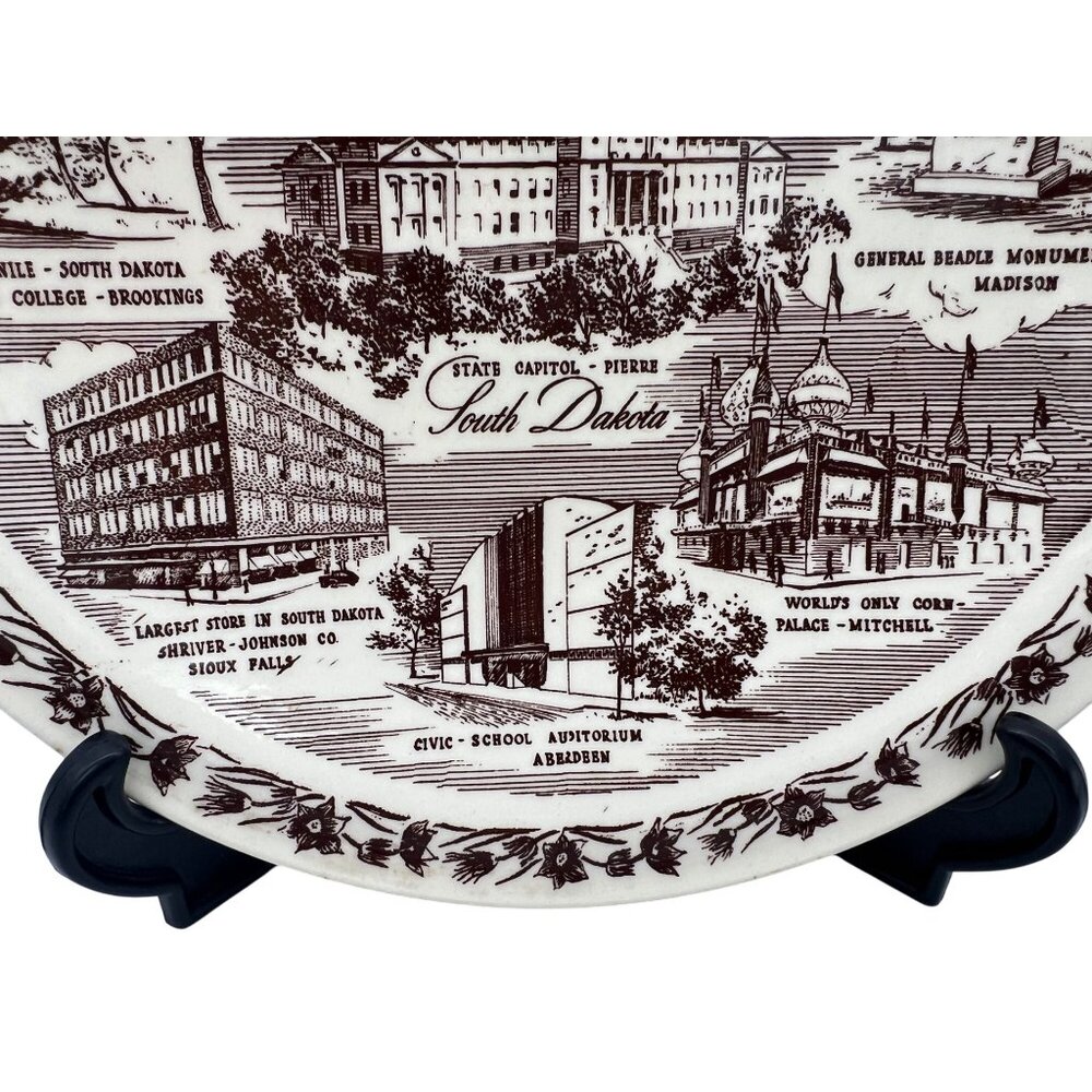 Vintage Vernon Kilns South Dakota Commemorative Plate 10.5" Historic Landmarks - Picture 8 of 8